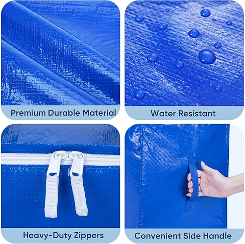 Vista 51 de BALEINE Paquete de 6 bolsas de mudanza de gran tamaño con asas reforzadas, bolsa de almacenamiento resistente para ropa, suministros de mudanza