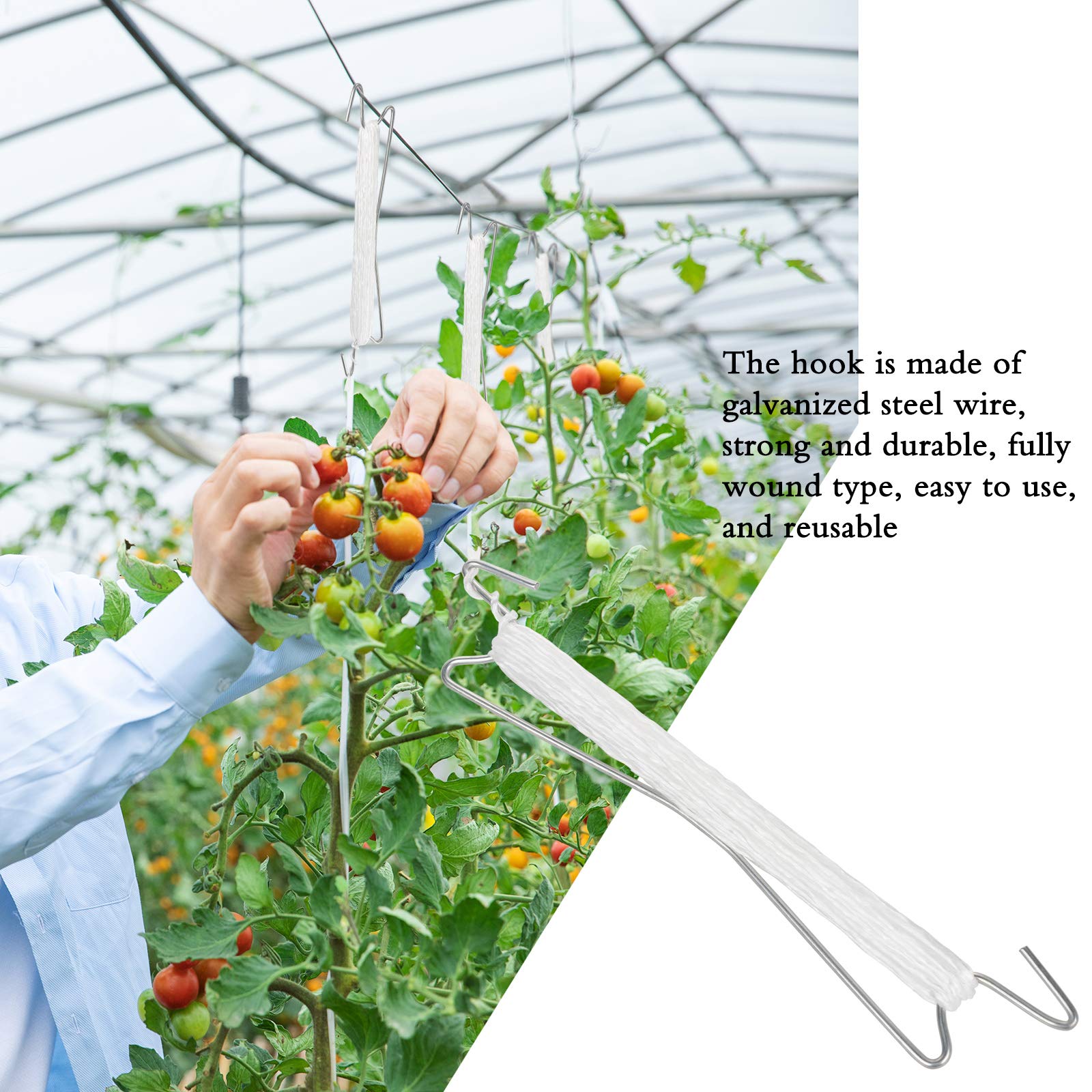 6Pcs Tomaat Ondersteuning Haken, Plant Klimmen Wijnstok Haken Wijnstok Gewassen Trellis Kas Tomaat Roller Haken Set met 15M Touw Ondersteuning String Touw voor Tuin Bloem Groente