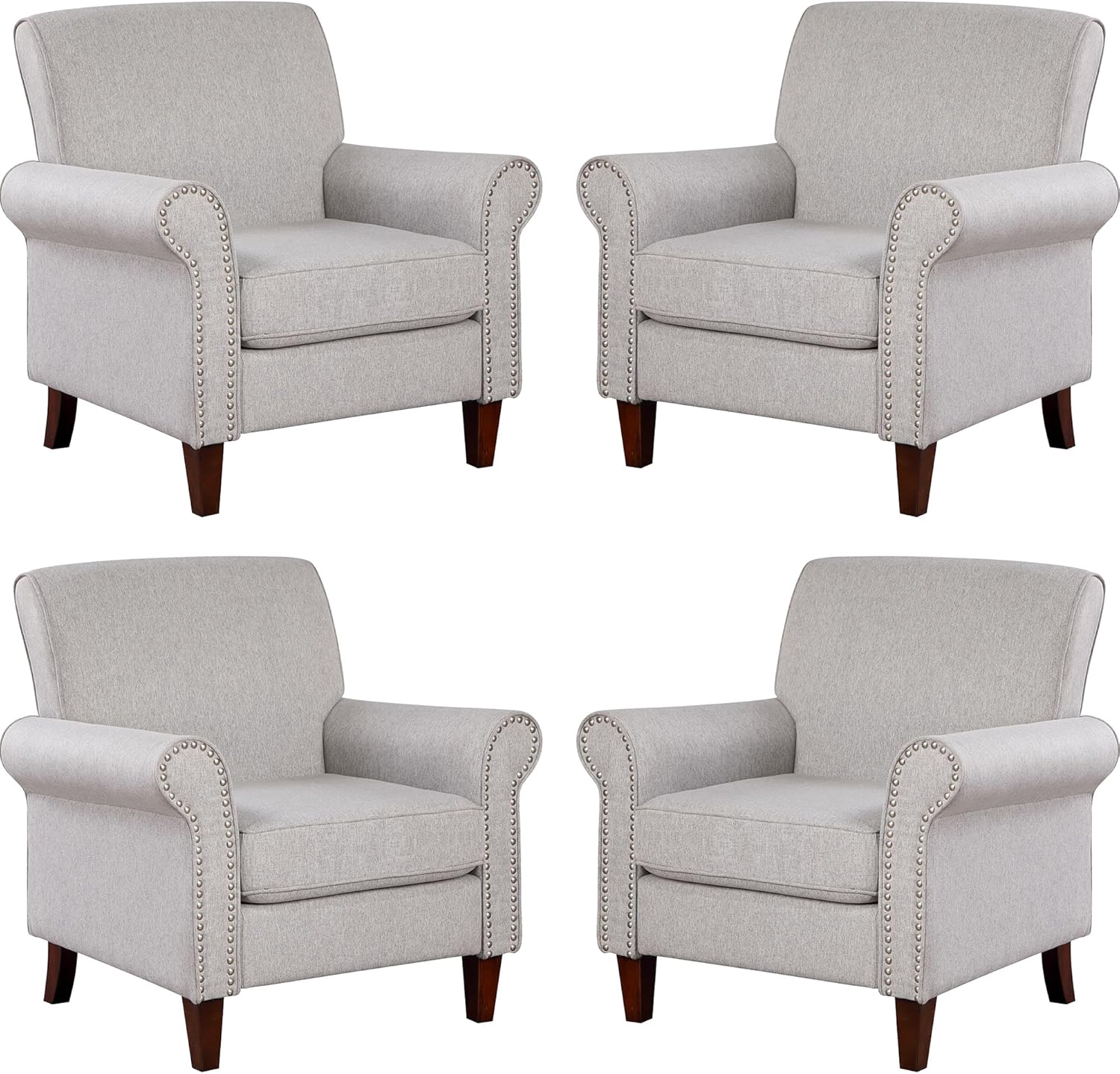 Prilinex Upholstered Living Room Chair Set of 4 Large