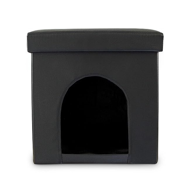 Foto 7 de 8 de Relaxdays Banco/Casa para Perros, Cuero de imitación, Negro