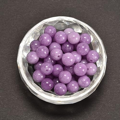 Miniatura 4 de Cuentas sueltas de jade teñido morado de 0.315 pulgadas (0.315 in), redondas, naturales, gematone, para hacer joyas, hallazgos de bricolaje, 1 hebra