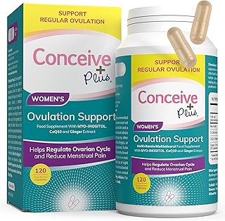 Conceive Plus Ovulation Support - Myo Inositol, CoQ10, Folic Acid Women Fertility Supplement - Female Hormone Balance & Ovarian Support PCOS Capsules - 120 Caps