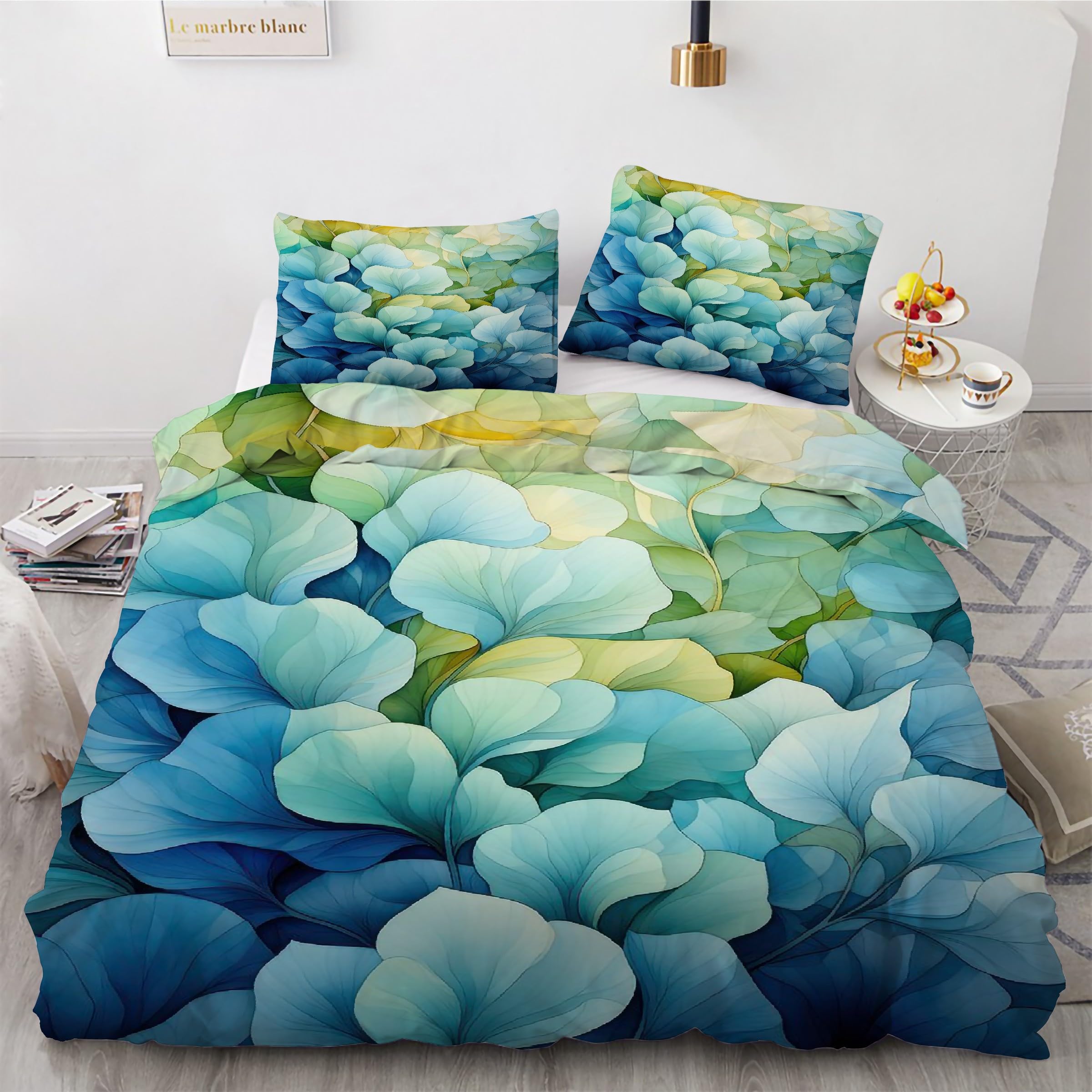 Housse de couette 240x260 cm réversible en microfibre avec ses deux taies d'oreiller assorties