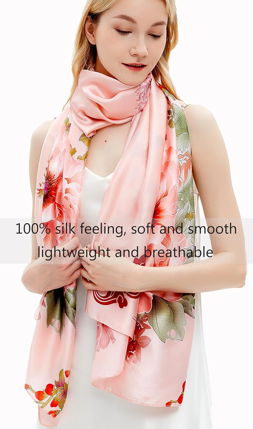 Gragengs Women Silk Scarves Long Satin Lightweight Outdoor Shawl Wraps Printed Head Scarf 70''X35'' - Image 2