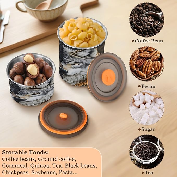 ALAZA Wolf 3d Watercolor Coffee Canister 17oz con Tapa miniatura 7