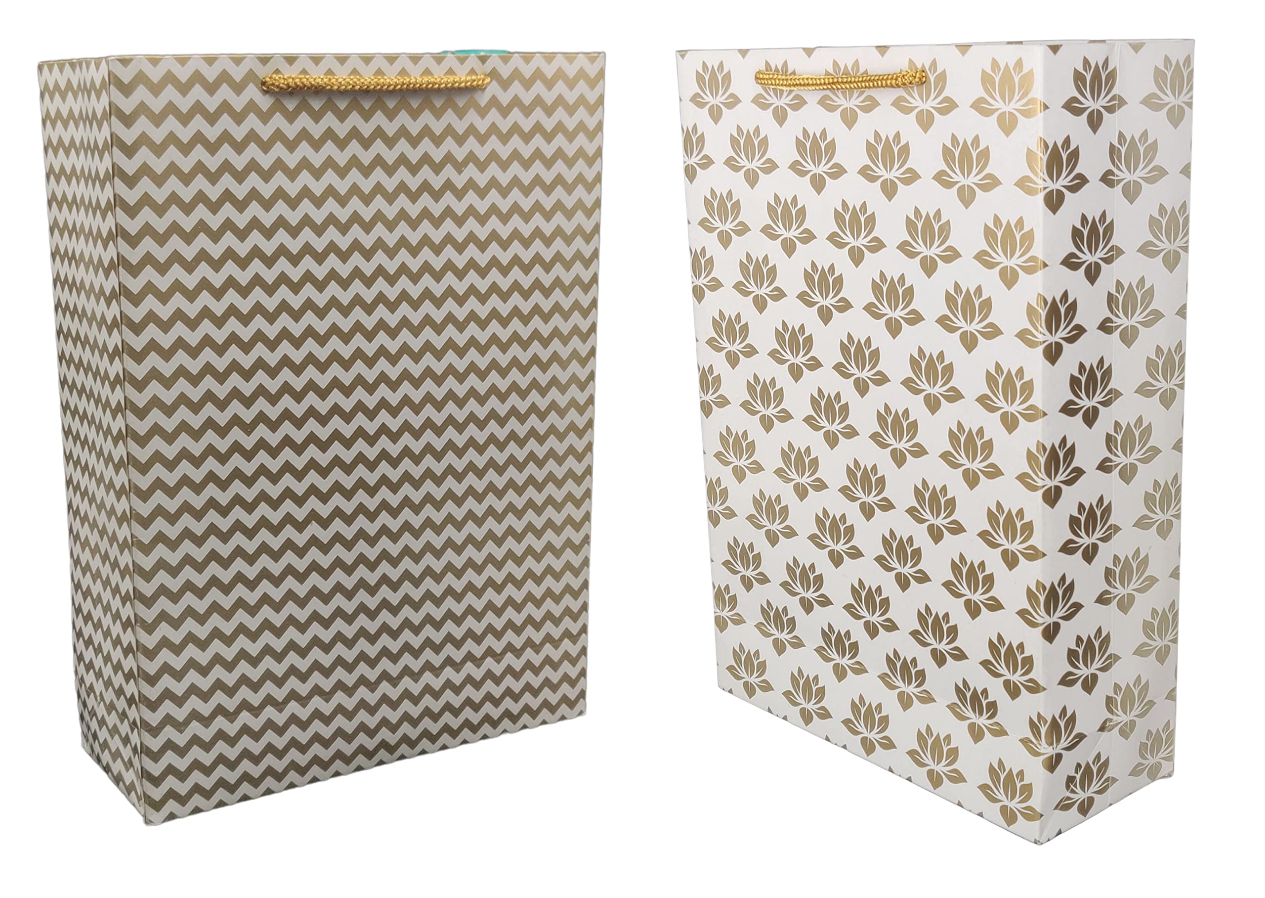 TASCHE Gold Waves and Gold Lotus Design Assorted Paper Carry Bags | Gift Bags for Return gifts, and Birthday presents (11 * 8 * 3 Inches) (Pack of 40) (B0C3H6J1TF) Amazon Price History, Amazon Price Tracker