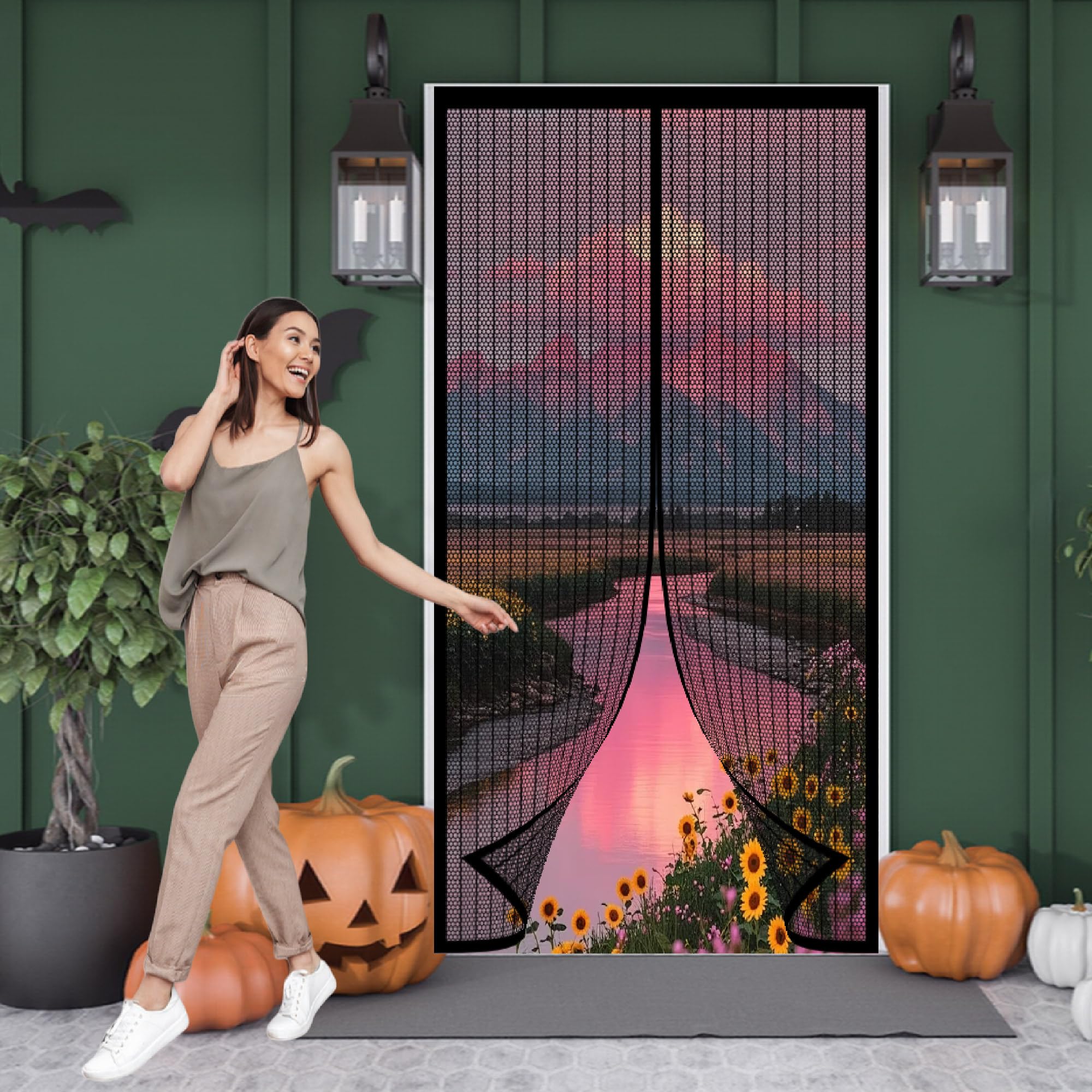 Moustiquaire porte fenêtre 97 x 226 cm noir rideau magnétique d'extérieur