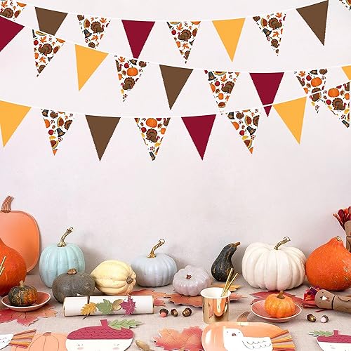 Miniatura 39 de Pancarta de otoño de 32 pies, bandera triangular, banderines de tela, banderines para decoración de otoño feliz otoño, día de Acción de Gracias