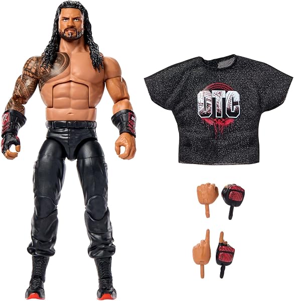 Mattel WWE Elite Collection - Roman Reigns, personaggio collezionabile Series 123, action figure con 25 punti di articolazione e mani intercambiabili, 8+ anni, JHT62 - 1
