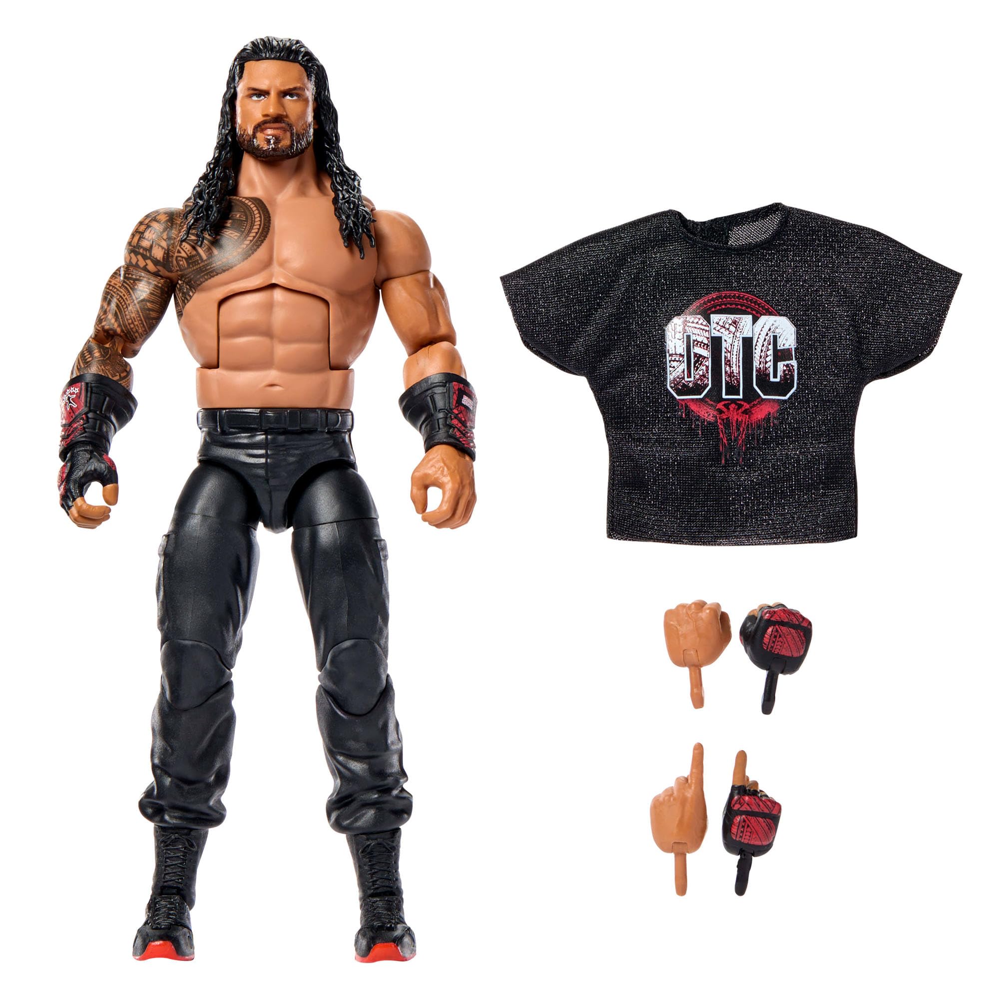 Mattel WWE Elite Collection - Roman Reigns, personaggio collezionabile Series 123, action figure con 25 punti di articolazione e mani intercambiabili, 8+ anni, JHT62