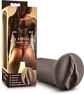 Blush Nicole's Kitty Pocket Pussy Stroker - 5" Realistic Vagina Masturbator for Men - Soft X5+ TPE, Ribbed Tunnel, Snug Fit, Open-Ended Masturbation Sleeve - Sex Toy for Male Pleasure - Hot Chocolate