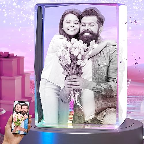 Foto de cristal 3D, regalos personalizados para padre, papá, marido, mamá, esposa, hombres, mujeres, ella, él, regalos de cumpleaños conmemorativos