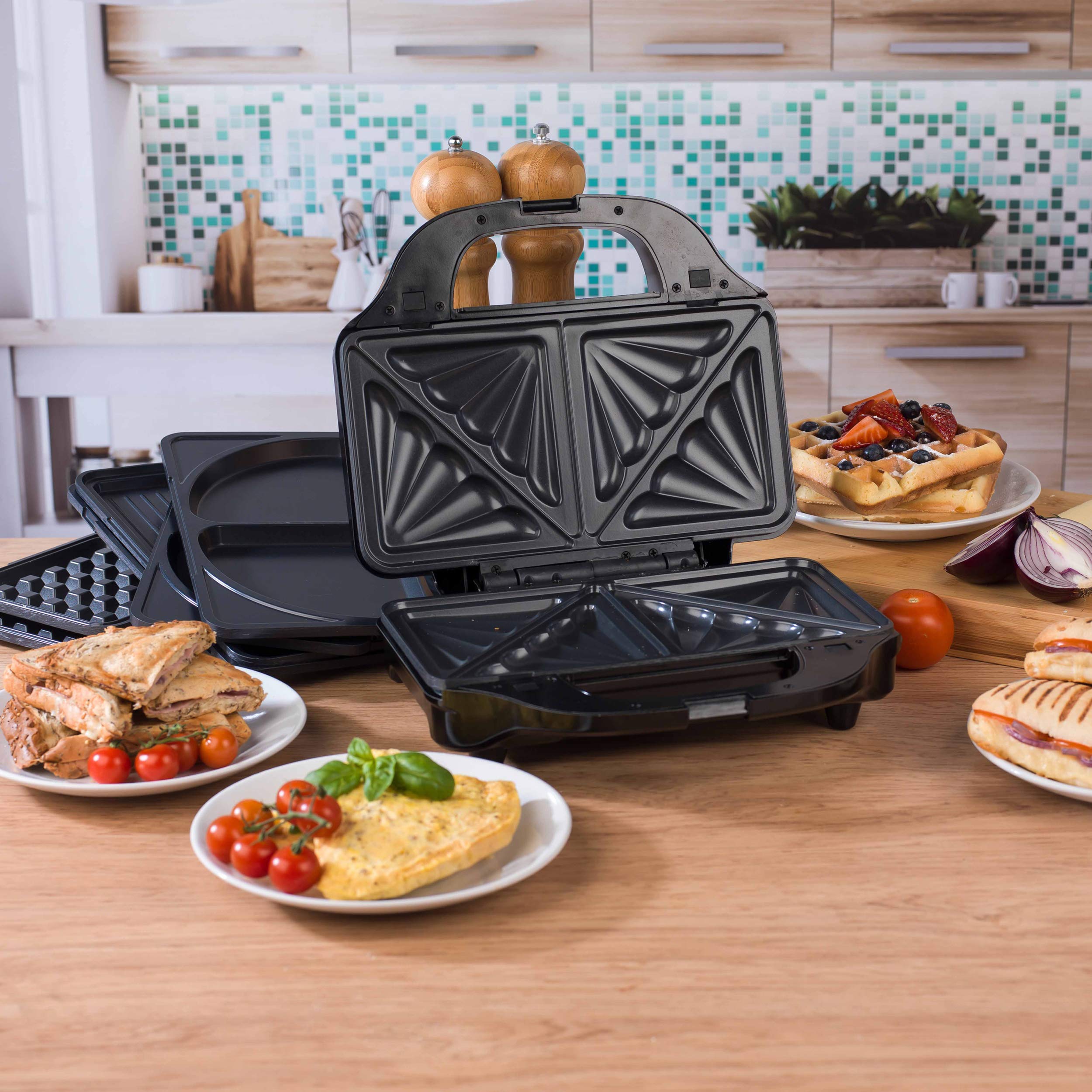 Salter® EK2143FOUR XL 4in1 Snack Maker, Interchangeable NonStick Cooking Plates, Panini Press