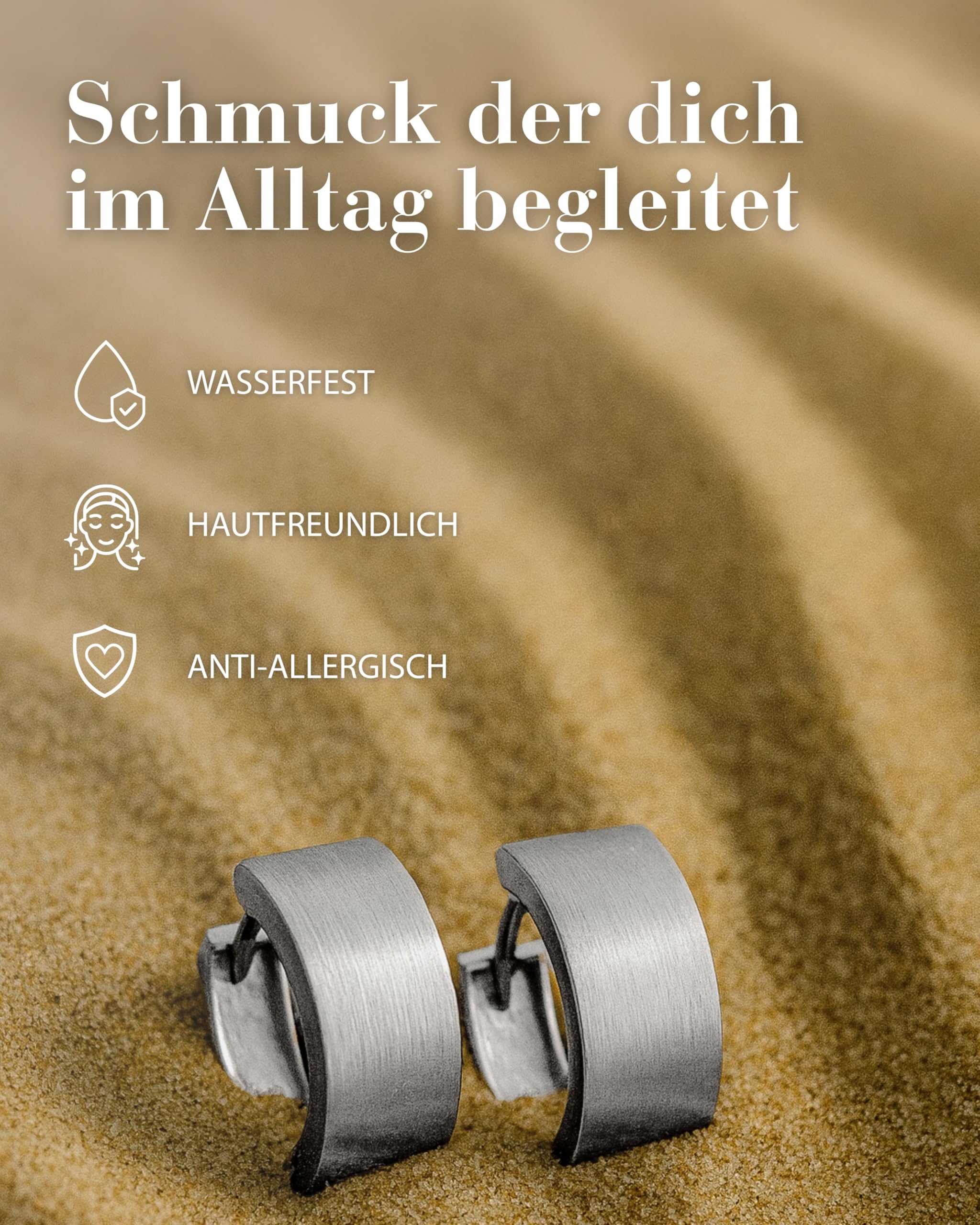 VINANI Klapp-Creolen aus 925 Sterling Silber I Nickelfreie Ohrringe für Damen I Rund mattierte Oberfläche mit Anlaufschutz I Allergikerfreundlich I Handarbeit in Juweliersqualität I CMB