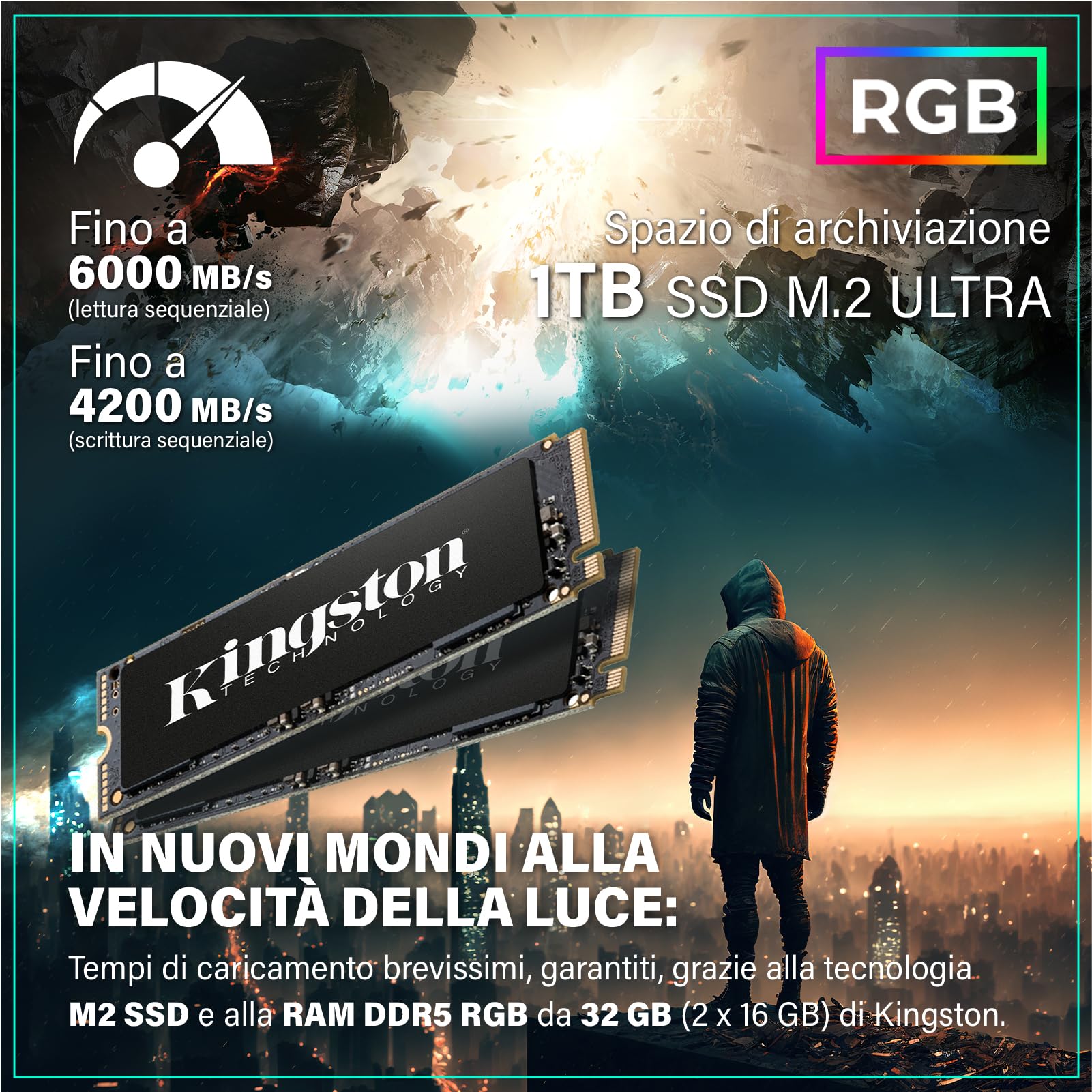 Greed® MK5 - Gaming PC - AMD Ryzen 5 9600X + RTX 5070 12GB - Computer RGB veloce + Raytracing & 4K - 5,4 GHZ - 32 GB RAM DDR5-1TB SSD - WLAN + Win11 Pro