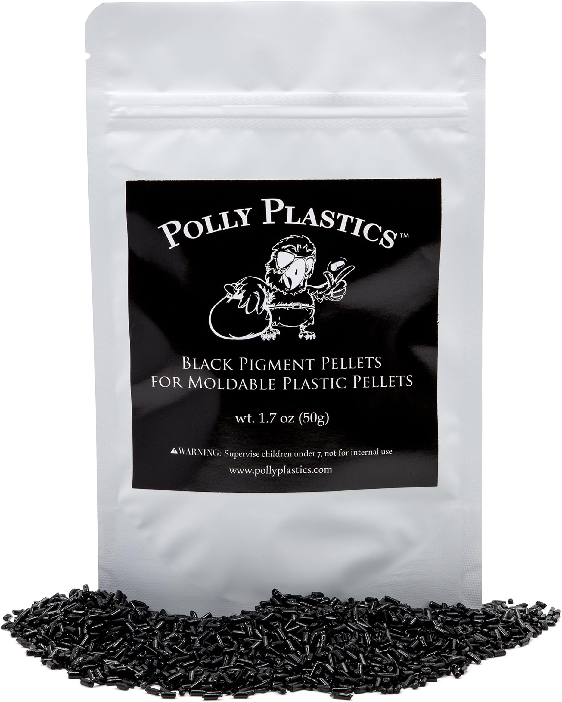 Polly Plastics Black Color Pellets for Moldable Plastic | 50g (1.7oz) | Creates Vibrant Black Creations | Made in USA