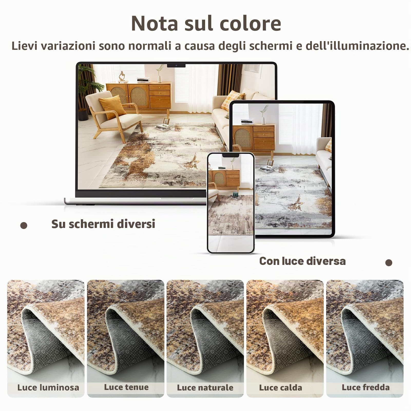 VK·LIVING Tappeti per il Soggiorno Aggiornati 14.5mm Spugna Spessa Tappeto | Astratto Moderno Antiscivolo Tappeto a pelo Medio per Soggiorno Camera da letto Ufficio Grigio oro 160X230CM