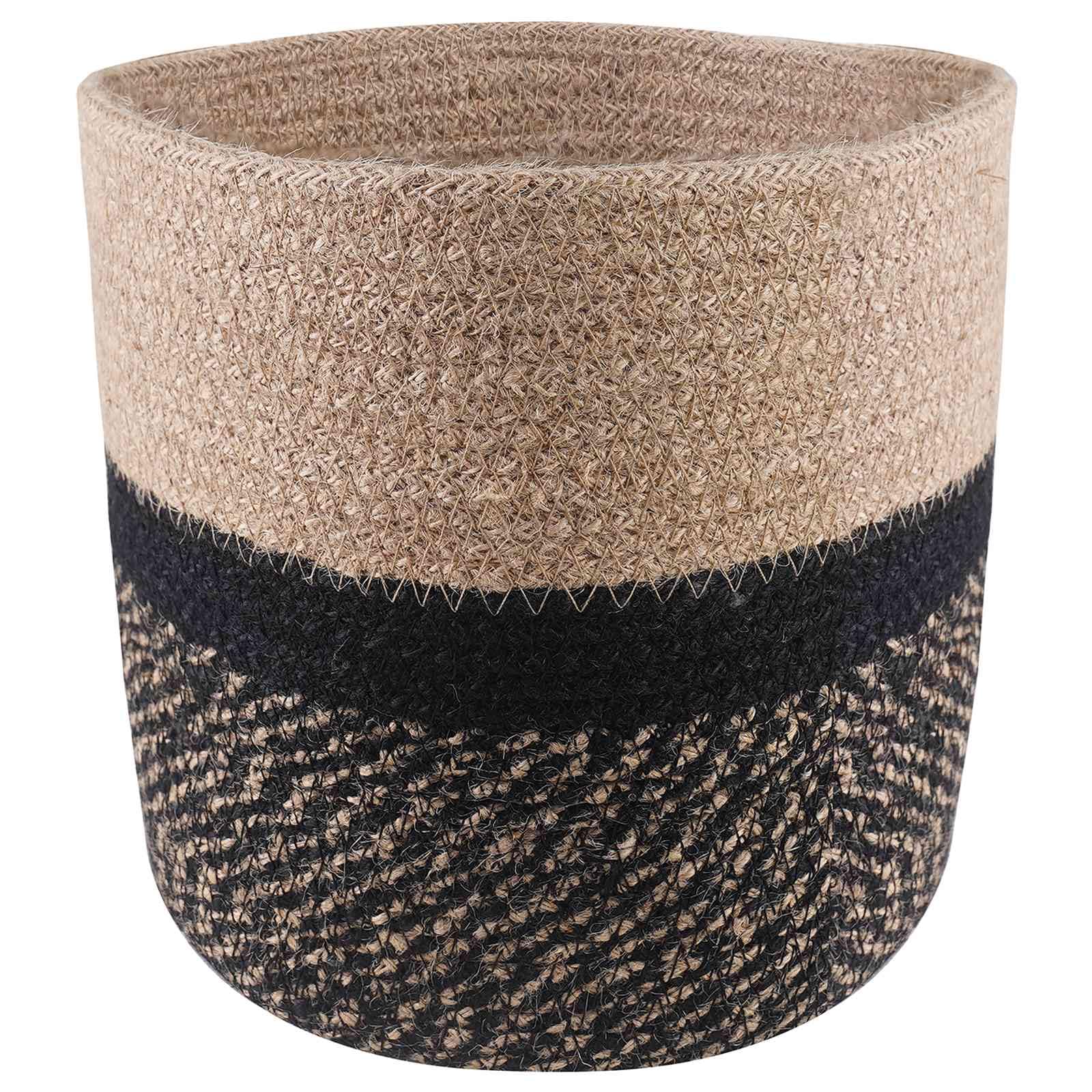 Pflanztopfsatz 2 Stück aus Tossa Jute natürlich und schwarz, Ø 28 x 28 cm, Blumen Topf Pflanz Gefäß Kübel für Balkon, Terrasse, Fensterbank, Indoor und Outdoor Deko