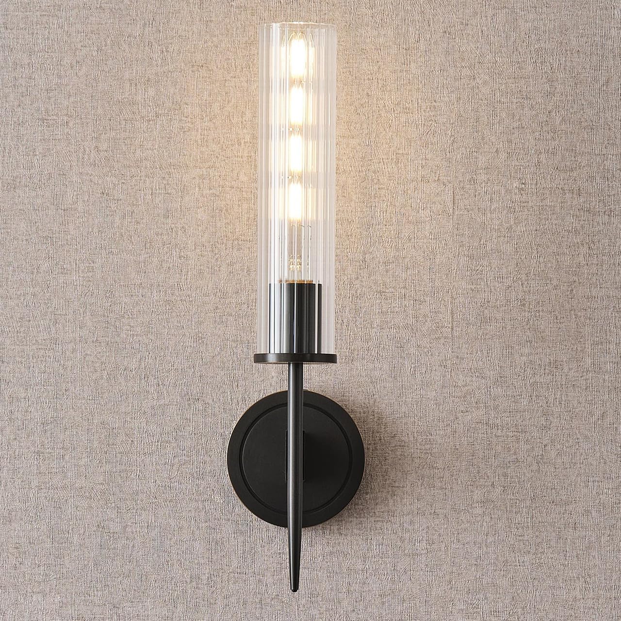 Aicken Brass Wall Sconce, Bedside Wall Lighting Fixtures with Removable Clear Glass Shade Black Bronze Finish