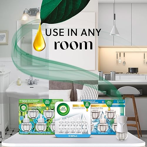 Miniatura 5 de Air Wick Plug in Calentador de aceite perfumado, blanco, 1 unidad, aceites esenciales, ambientador (paquete de 2)