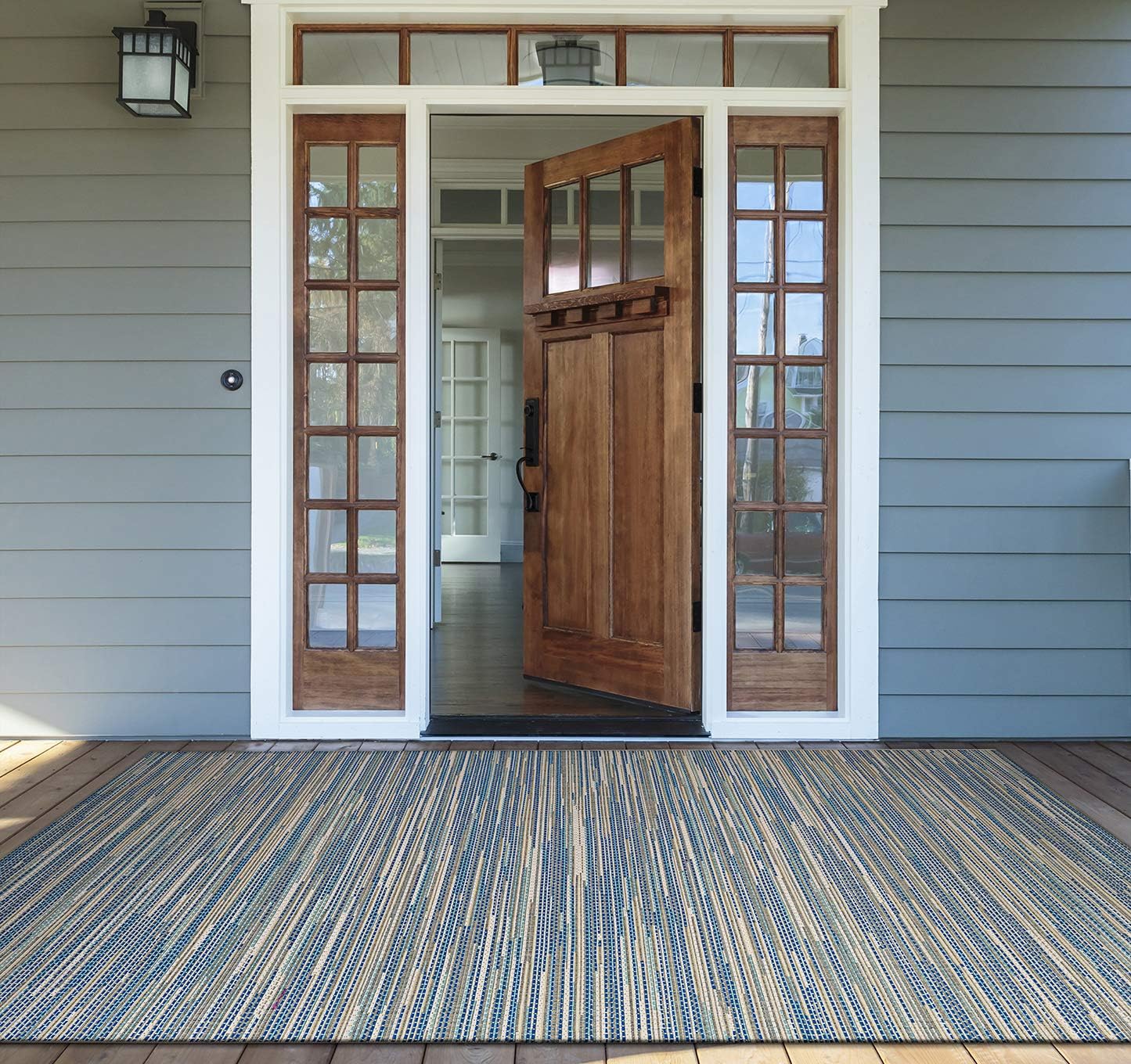CouristanMonaco Alassio Indoor/Outdoor Area Rug, 7'6" x 10'9", Sand-Azure Blue-Turquoise