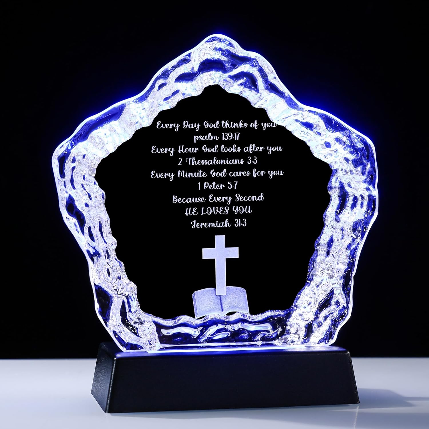 Iceberg Crystal for Best Wife with Eternal I Love You Laser Engraving LED Base Deep Commitment Romantic Birthday Gift from Husband, Unique Wedding Anniversary Keepsake Symbolizing Devotion Present