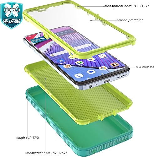 Miniatura 5 de Funda para Moto G Power 2023 5G con protector de pantalla integrado, a prueba de caídas, 3 capas, funda duradera de 3 capas, a prueba de golpes,