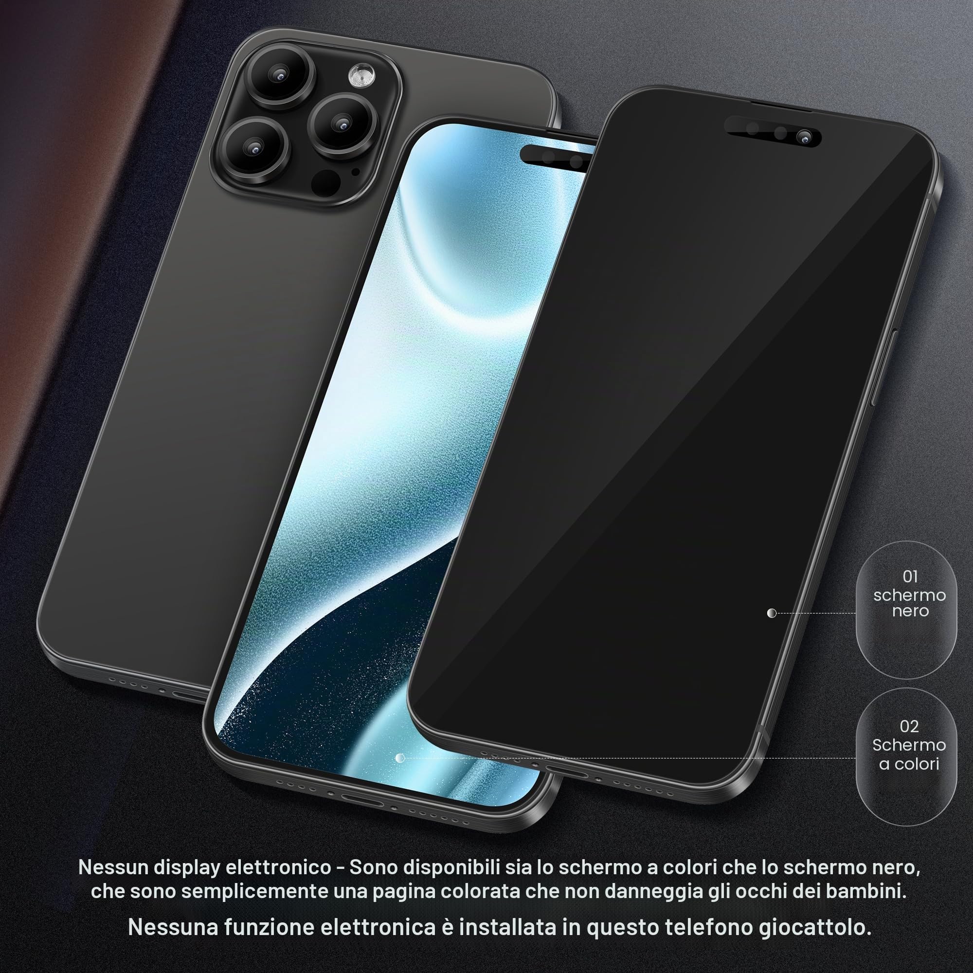 FufoneUS Display falso giocattolo cellulare metallico modello replica non funzionante 1:1 telefono per Phone 15 Pro Max falso giocattolo cellulare (Fur 15 Pro Max argento schermo nero)