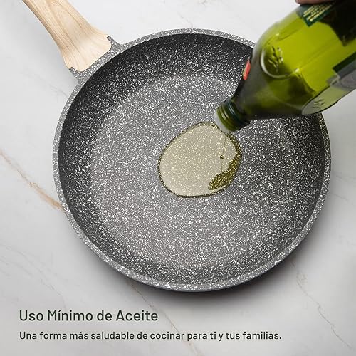Miniatura 6 de CAROTE Juego de sartén antiadherente, sartén para tortillas, sartén de granito saludable y no tóxico, sartén de huevos compatible con inducción con