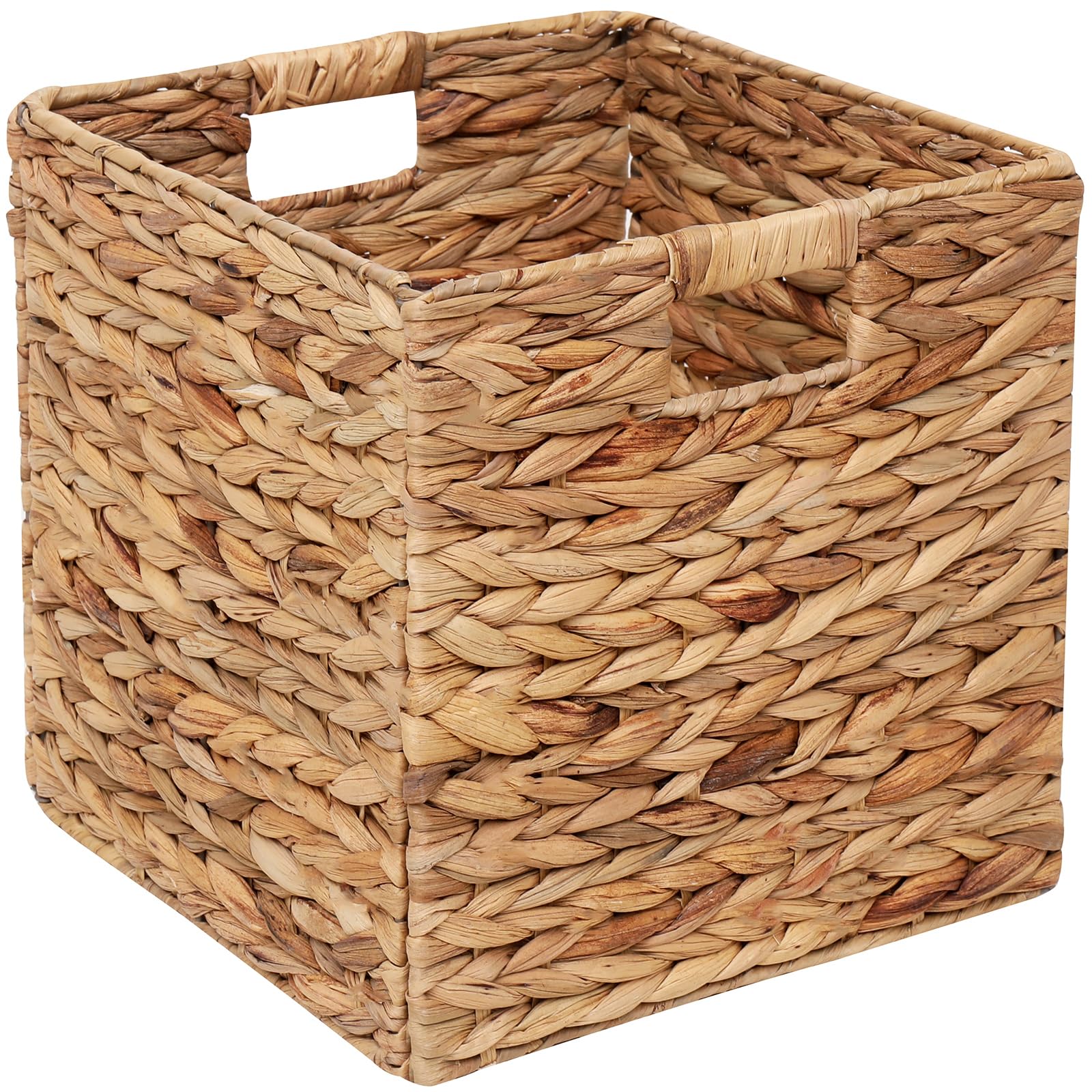 Storage Basket Handwoven Wicker Storage Cubes,Foldable Storage Bins Organizer,Baskets for Shelves Pantry Baskets Organizing Decor,11.8 * 11.8 * 11.8 Inches,1Pcs