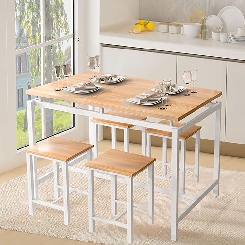 DKLGG Juego de mesa de comedor para 4 mesas de bar, mesa de cocina con 4 sillas para sala de estar, mesa y sillas, juego de 4 piezas para bar, pub, disponible en Yaxa Colombia