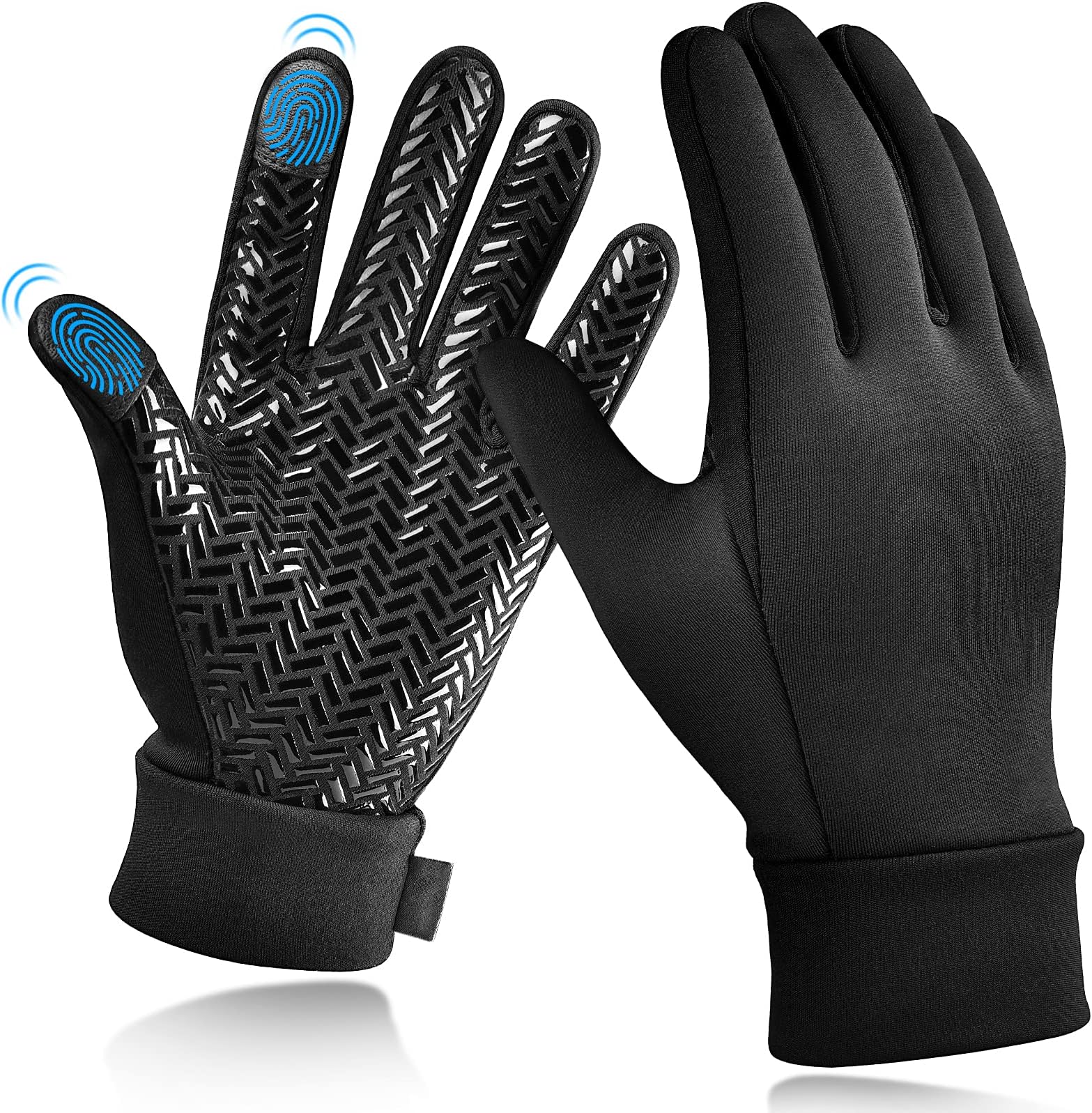 Winter Thermal Outdoor Kids Gloves - Non-slip Touchscreen Running Gloves Sport Windproof Warm Black Riding Gloves for Boys Girls 4-12 years old