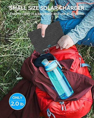 Miniatura 7 de Ecosonique - Cargador solar portátil de 30 W, paneles solares plegables con USB C USB A ETFE impermeable para camping mochilero compatible con