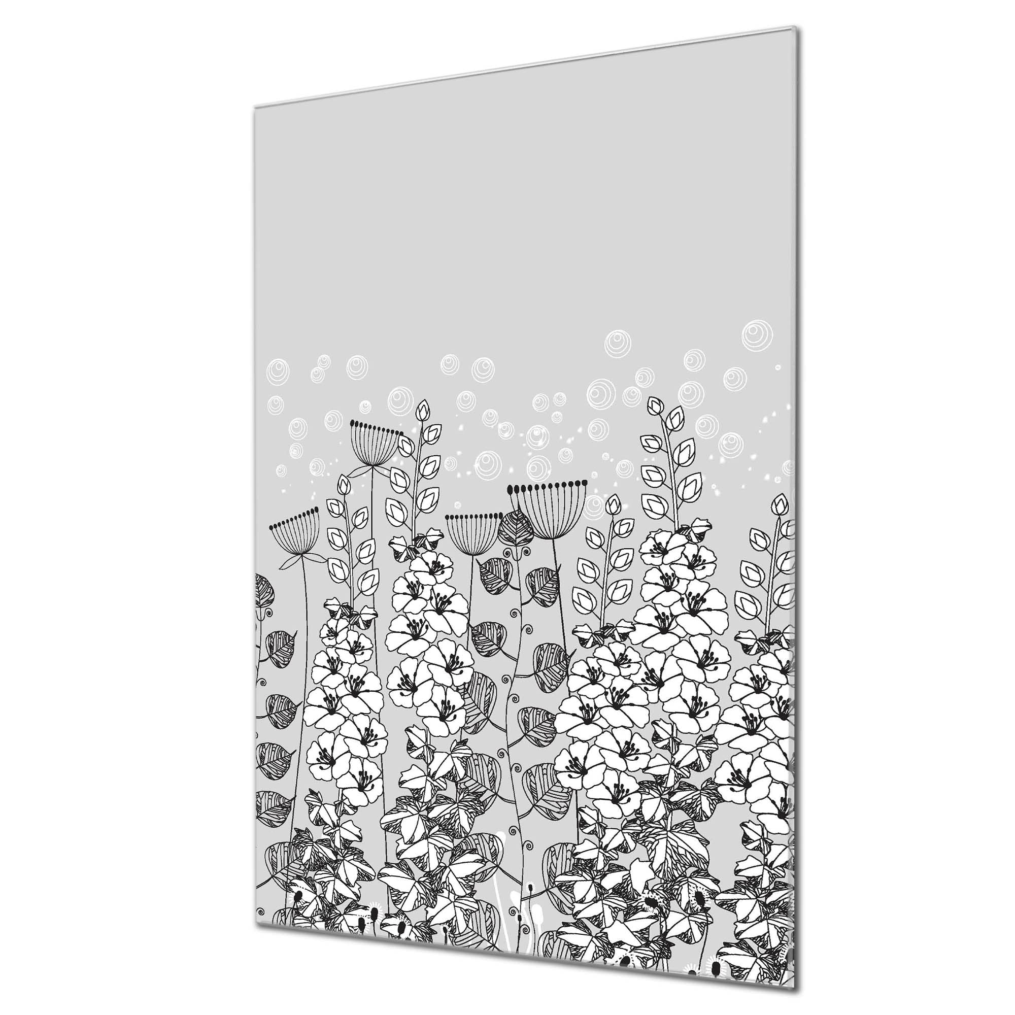 banjado Magnettafel aus Glas 30x45, Blumenmotiv, beschreibbar