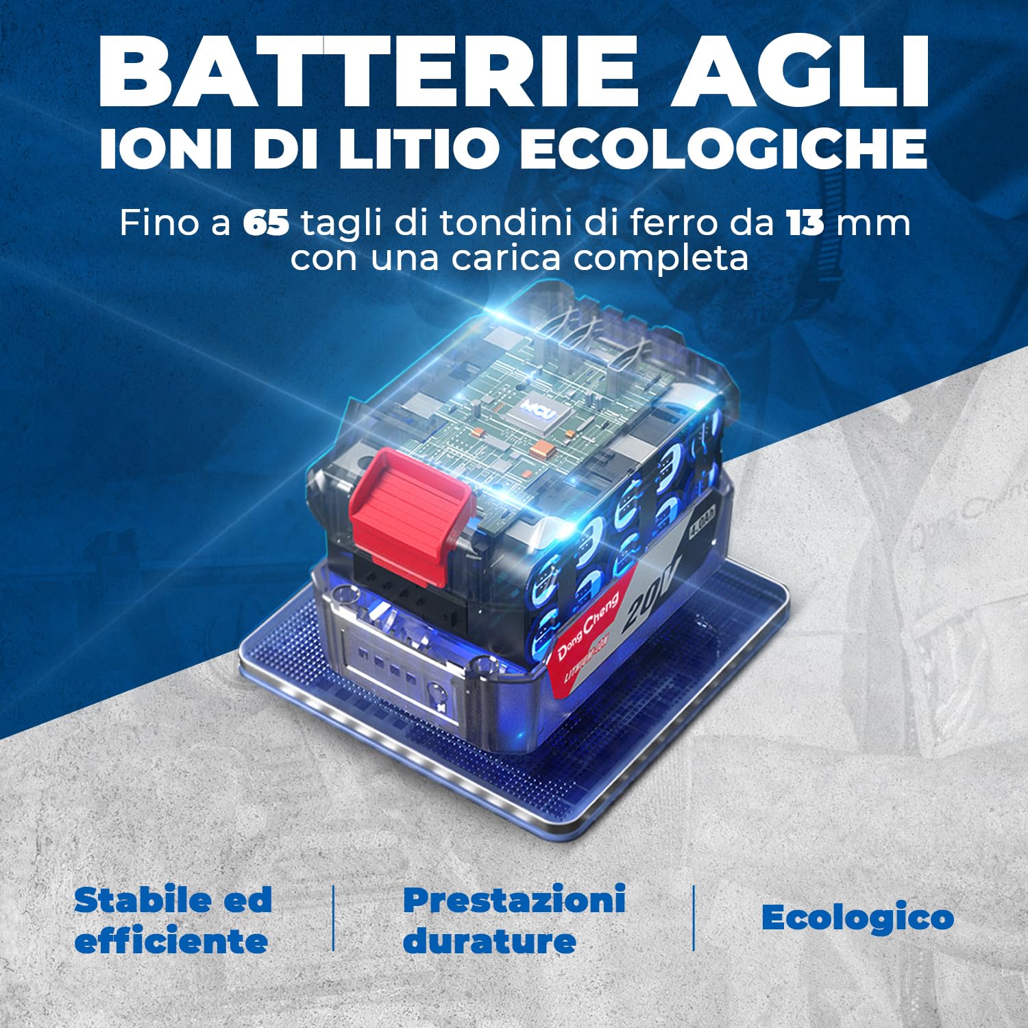 DongCheng Smerigliatrice angolare a batteria 20V 125 mm, 1000 W, 2x4.0Ah | Motore senza spazzole, 3 velocità, cuffie a sgancio rapido, impugnatura antivibrante, 2 dischi da taglio, lamellari T27 e T29