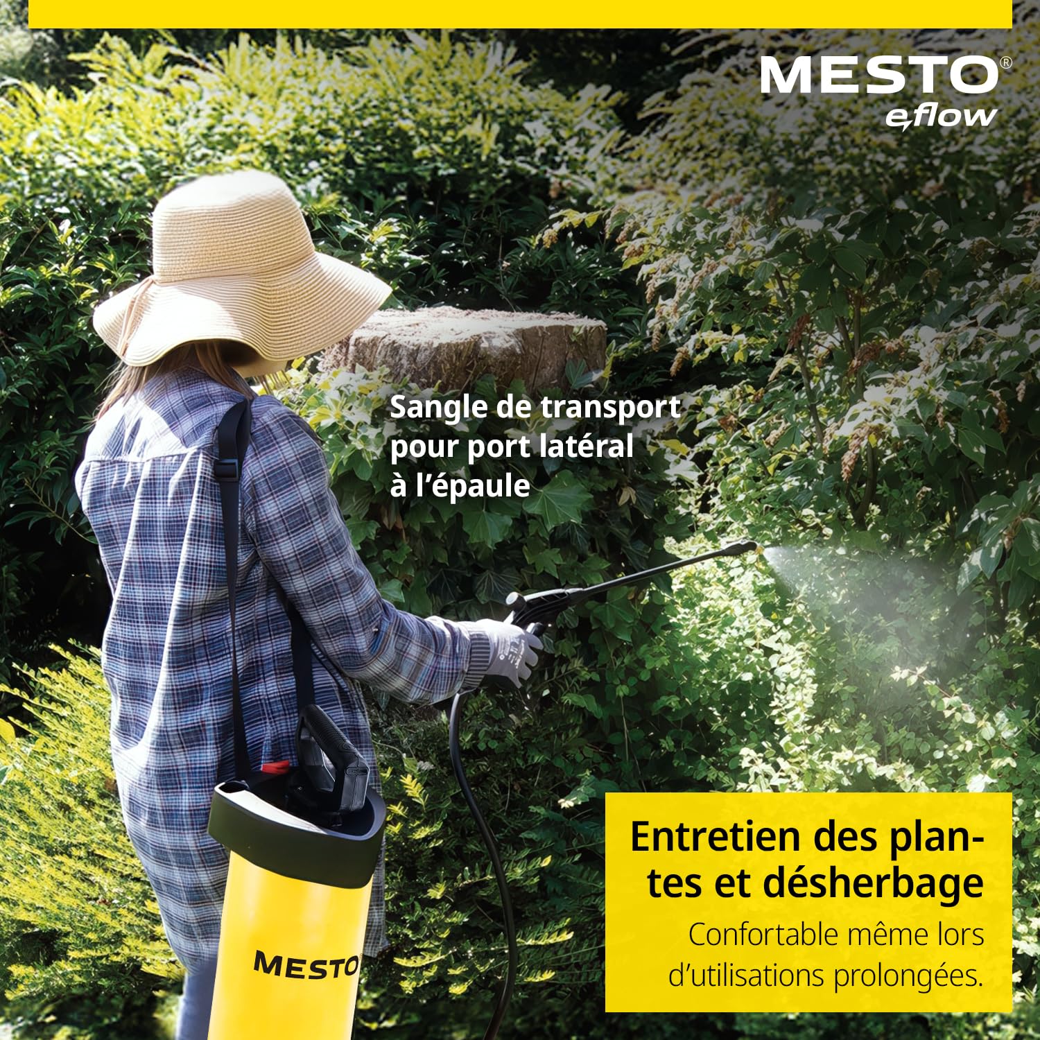 MESTO e.Flow e.Flori Compact Pulvérisateur à Batterie 3 L | Pulverisateur Electrique 1,4 Bar | Pulverisateur de Jardin électrique à Main avec Pompe intégrée pour Eau, Engrais et désherbage