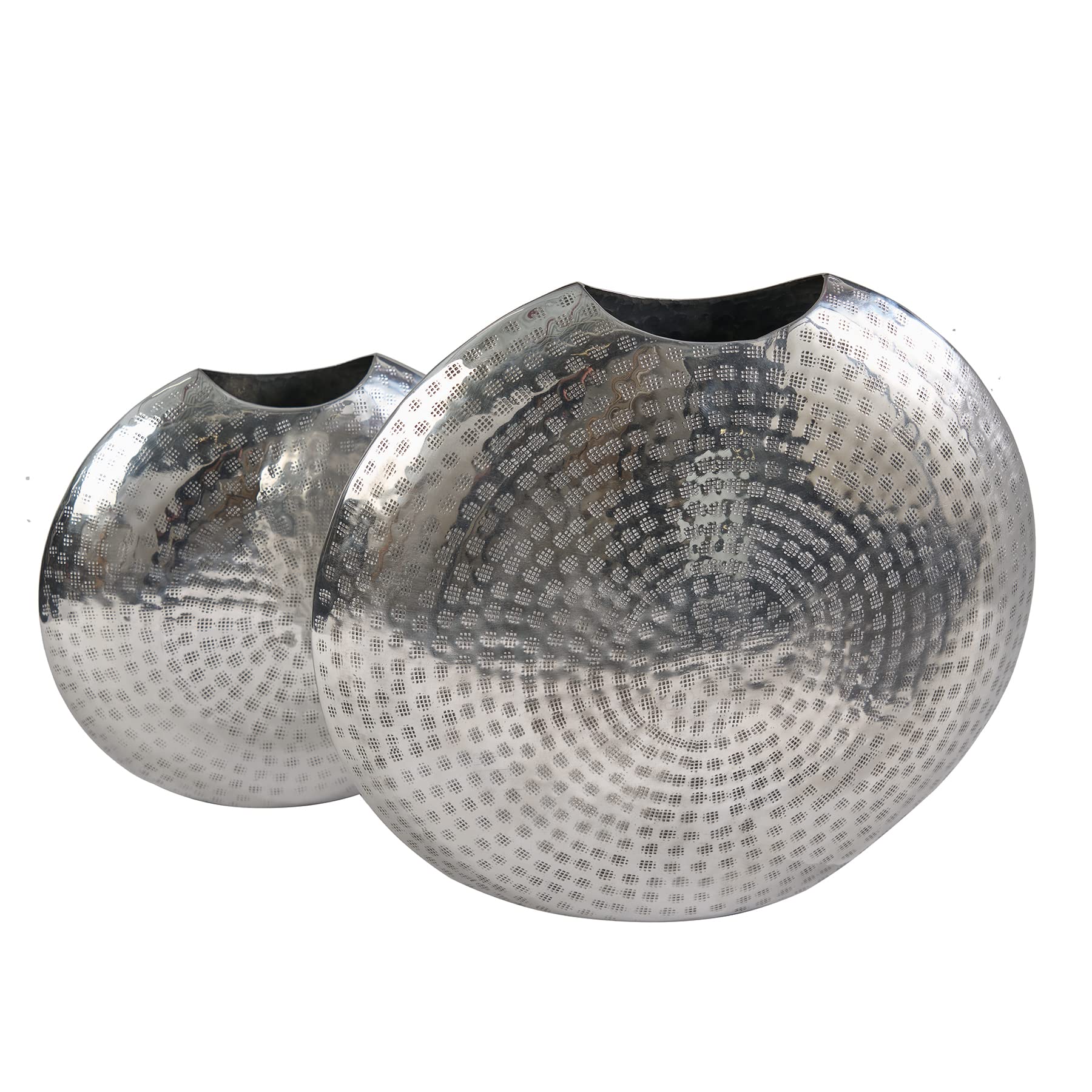 Elegantes Vasen 2er Set Oriental 44cm Silber Hammerschlag Design Vase Dekovasen Wohnaccessoire Dekoration
