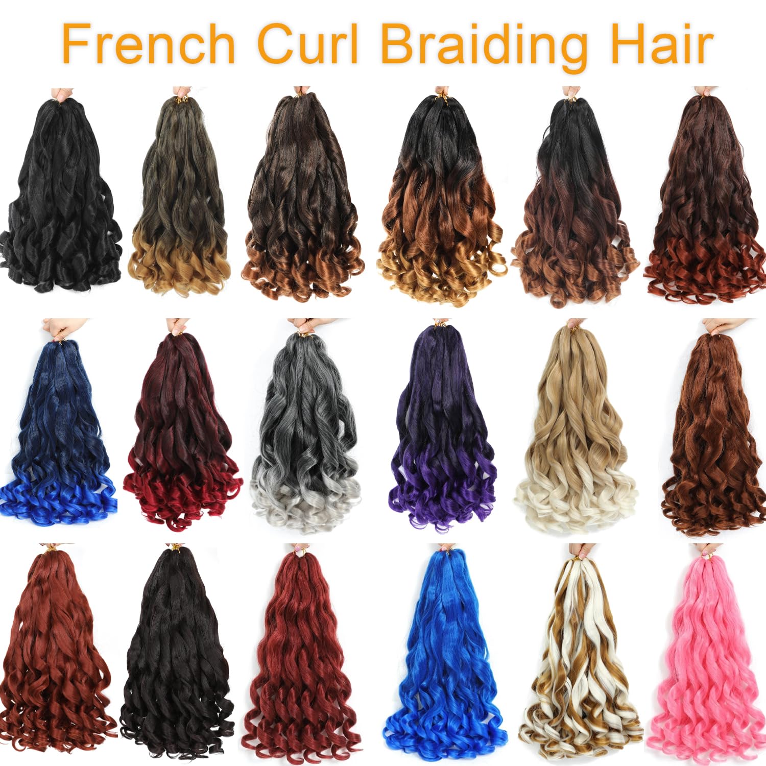 French Curl Braids 16 Inch 8 Packs Black Bouncy Braiding Hair Extensions Meches Boucle Pour Tresses Africaine Synthetic French Curl Crochet Braids