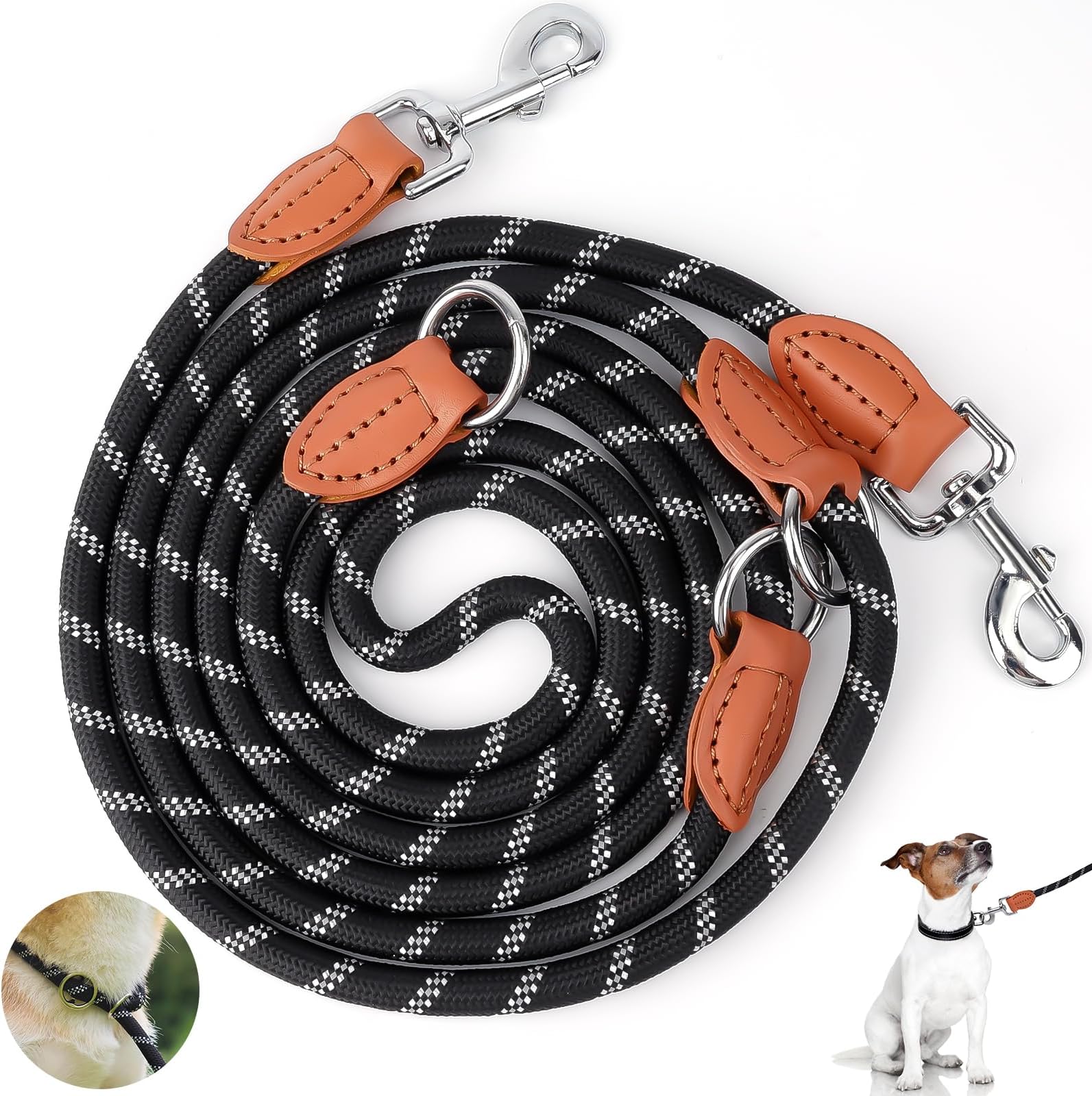 Ticeed 3M Dog Double Lead Adjustable Dog Lead for Large and Medium Dogs