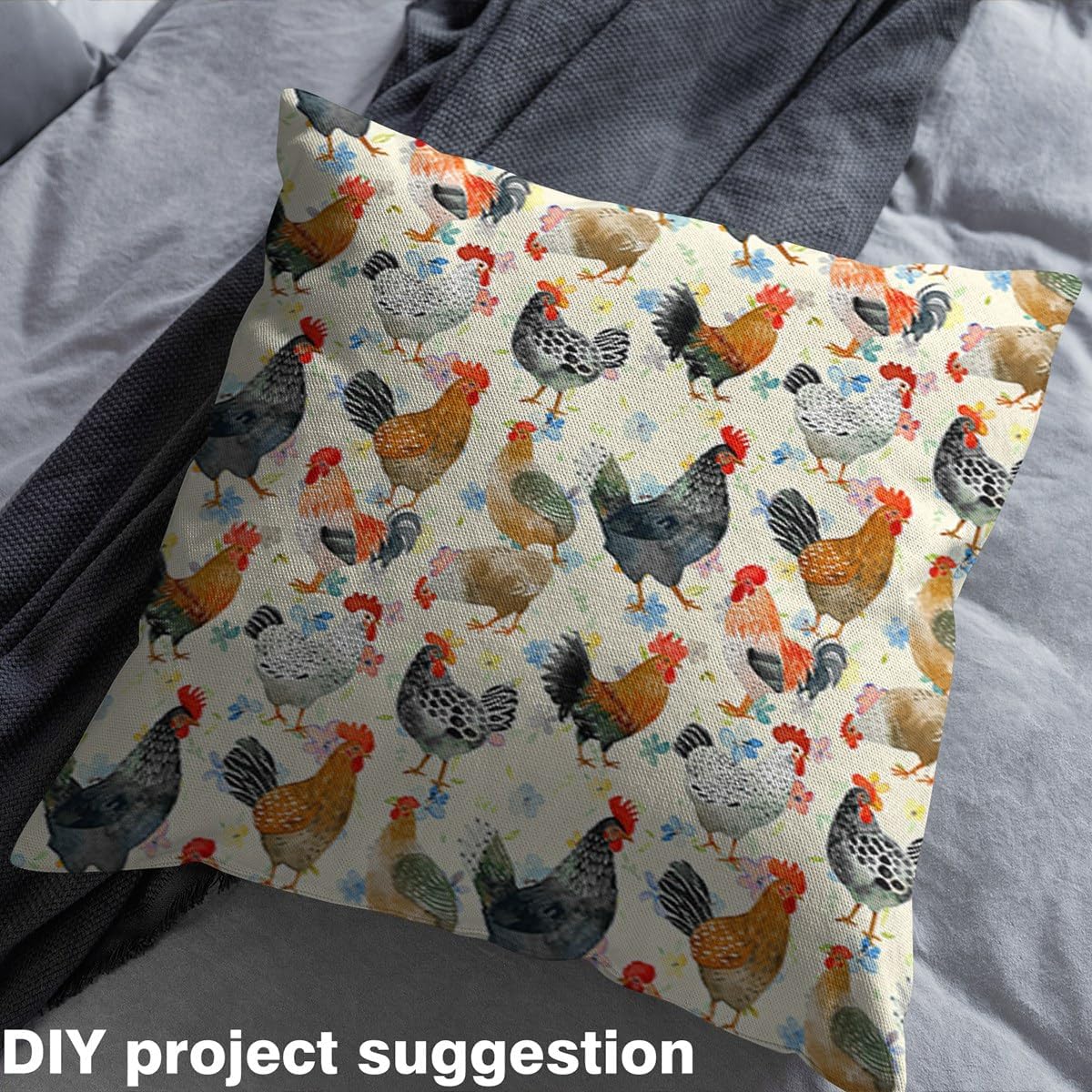 Farmhouse Animals Fabric by The Yard Kids Boys Girls Chicken Upholstery Fabric for Chairs 3 Yard Hen Rooster Waterproof Outdoor Fabric Decor Floral Vintage Reupholstery Fabric Decor