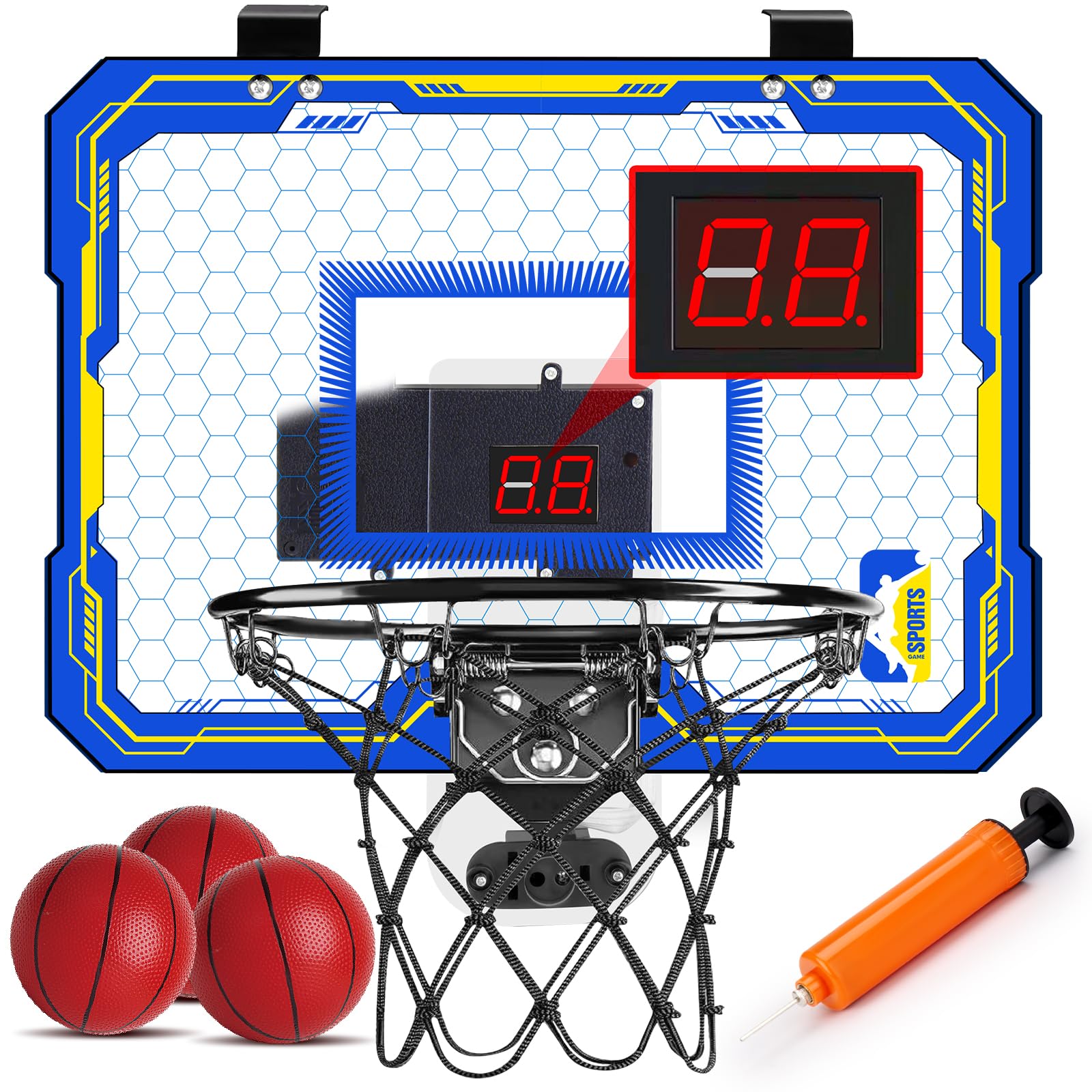 Indoor Basketball Hoop for Kids, Wall Mounted Mini Basketball Hoop with Electronic Scoreboard 3 Balls, Outdoor Sport Games Toy Gift for Boys Girls Age 5-12 Years