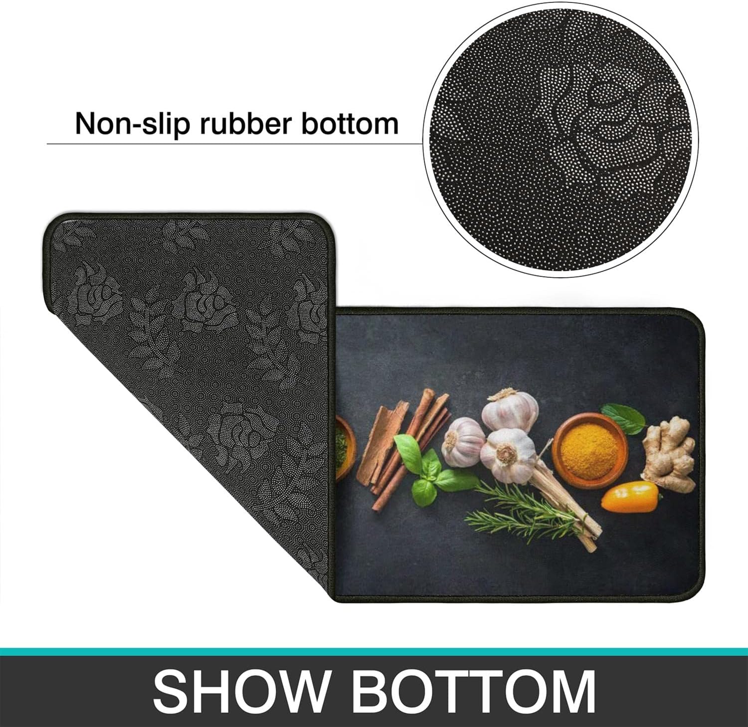 Roszwtit Artistic and Colorful Kitchen Rugs and Mats Set of 2, Spicy Art Non-Slip Backing Kitchen Rugs, Cooking Sets Low-Profile Washable Floor Mat for Home Kitchen Decor - 17x29 and 17x47 Inch