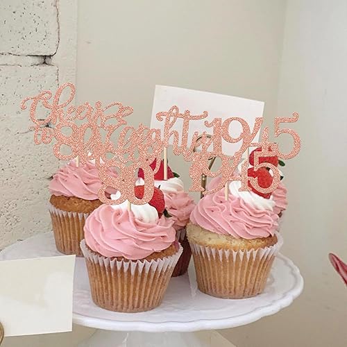 Miniatura 6 de Paquete de 24 adornos para cupcakes de 80 cumpleaños con purpurina ochenta desde 1943 Hello 80 Years Birthday Cupcake Picks Cheers to 80 Cake Decor