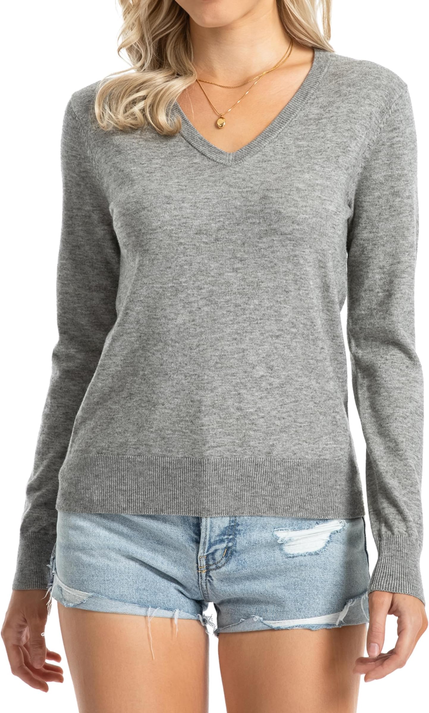 QUALFORT Women's Sweaters Long Sleeve Soft Lightweight Basic Knitted Pullover Sweater