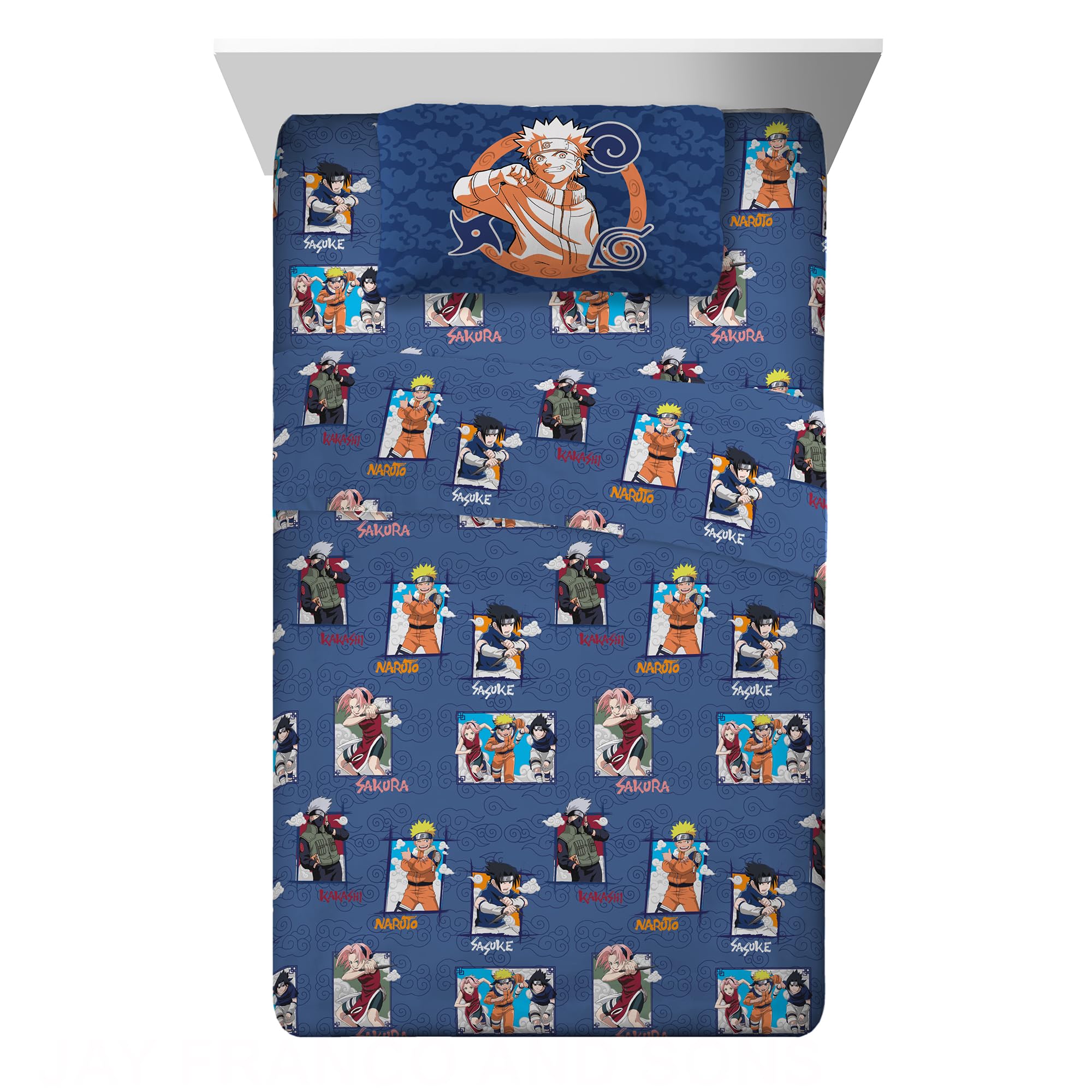 Franco Collectibles Naruto Akatsuki Anime Bedding Super Soft Cozy Microfiber 3 Piece Twin Sheet Set, (Officially Licensed Product)