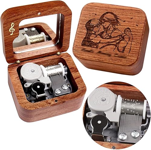Sinzyo Caja musical con mecanismo tallado de madera vintage caja de música de cuerda para regalo para Navidad caja de música Merry Go Round of Life