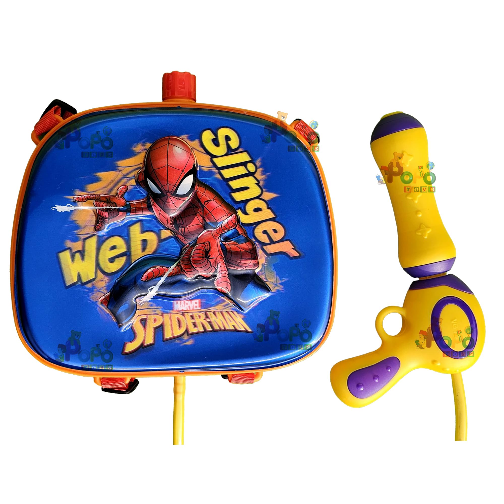 PoPo Toys Holi Pressure Pichkari with Spiderman Bag Tank- 3 LTR, with Free Balloons, Gulal and Surprise Holi Gift | Orange (B08W5H4HV9) Amazon Price History, Amazon Price Tracker