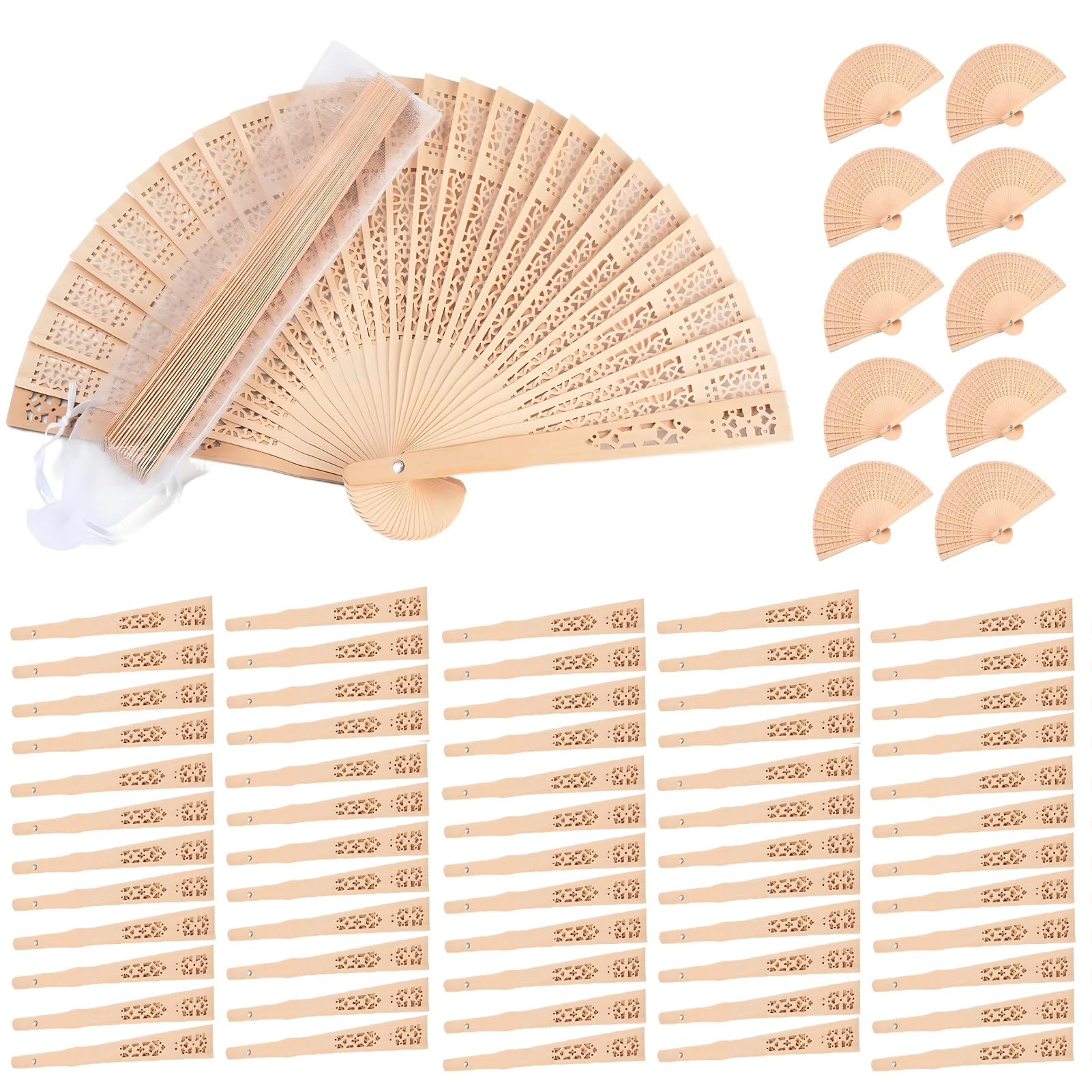 100 personalisierte Hochzeitsfächer, Vintage-Faltfächer, Faltfächer aus Holz, für Hochzeits- und Babyparty-Gastgeschenke