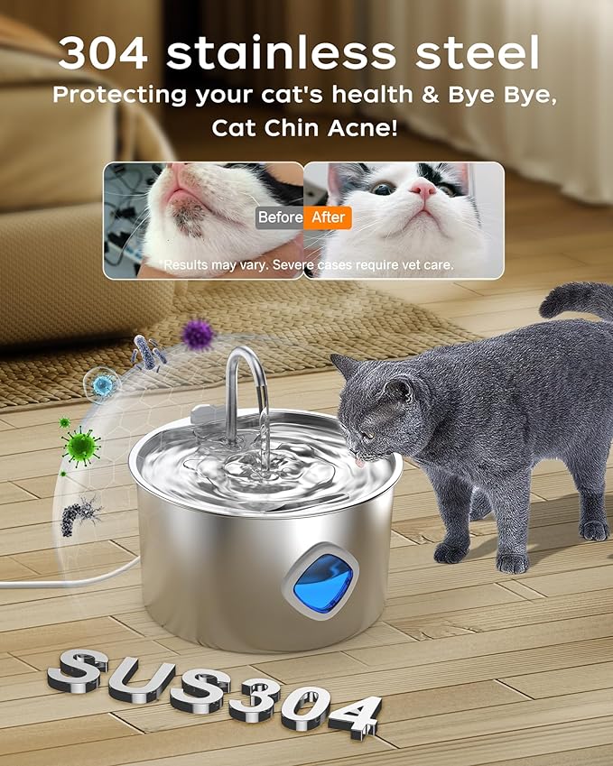 Fuente de Agua para Gatos Acero Inoxidable 3.2L OYES miniatura 2