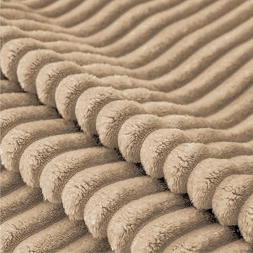 Vista 459 de Vessia Manta de franela de forro polar, 300GSM, acogedora manta a rayas verde salvia para sofá, cama y sofá, cálida y suave, acogedora manta